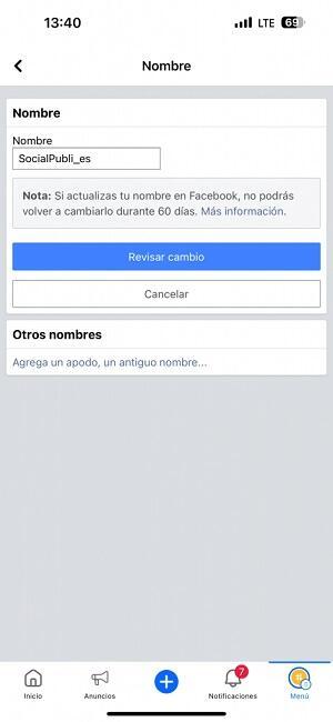 ¿Cómo Cambiar el Nombre de Facebook5